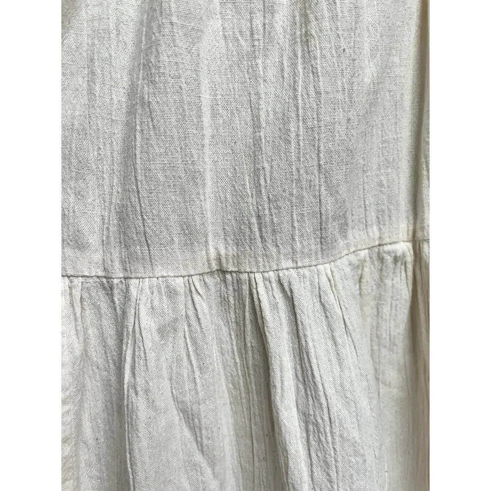 Vintage 60s Crochet Gauze Midi Dress | Ivory Cotton Lace Cottagecore Boho | M/L - Picture 5 of 10